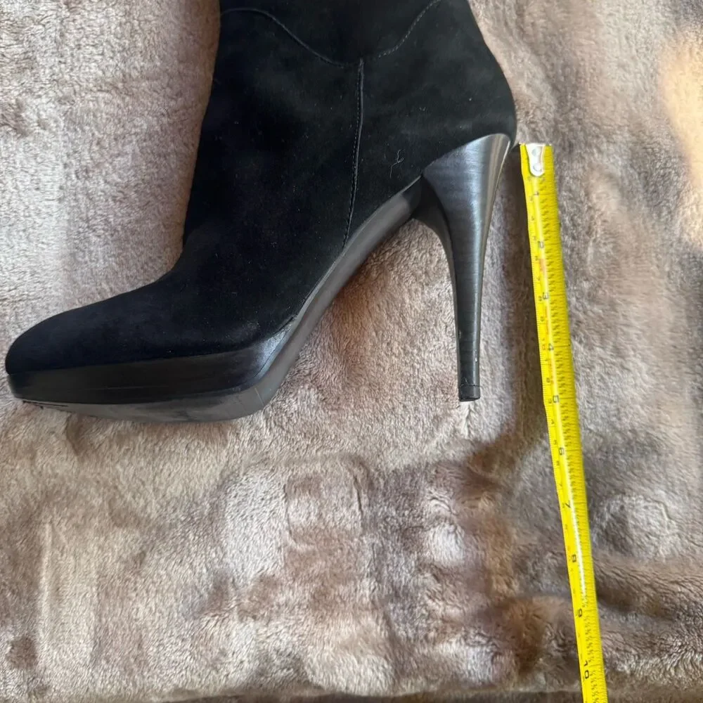 Sam Edelman Boots Women 9 Vesey Over The Knee Black Suede High Heel Zip Lace Up